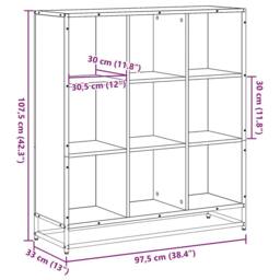 Berkfield Home Bookcase Sonoma Oak 97.5x33x107.5 cm Engineered Wood & Metal in Light Brown - thumbnail 9