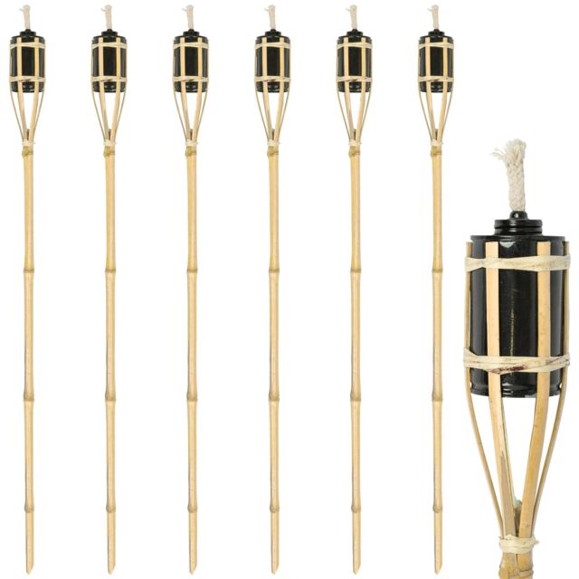 Harbour Housewares Bamboo Garden Fire Torches - 113cm - Pack of 6 in Natural - image 1