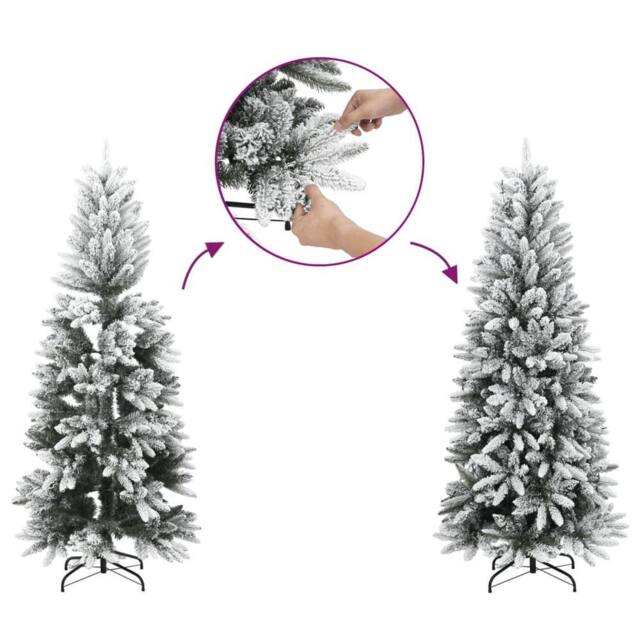 Berkfield Home Beautiful Artificial Slim Christmas Tree with Flocked Snow 120 cm in White - image 1
