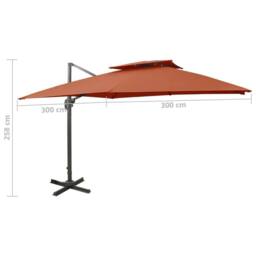 Berkfield Home Durable Cantilever Umbrella with Double Top 300x300 cm Terracotta in Burnt Orange - thumbnail 9