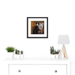Artery8 Louis Meijer Self-Portrait Dog Painting 8X8 Inch Square Wooden Framed Wall Art Print Picture with Mount in Black - thumbnail 2