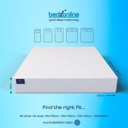Bedzonline 3FT Certified Therma-Pure Memory Foam Mattress - 7 Zone Medium Firm Support in White - Size: Single - thumbnail 3