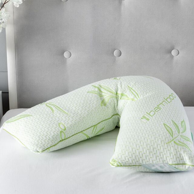 Snug City Memory Foam V Shape Pillow Orthopedic Maternity Support Soft Cover in Green - image 1