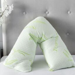 Snug City Memory Foam V Shape Pillow Orthopedic Maternity Support Soft Cover in Green - thumbnail 2