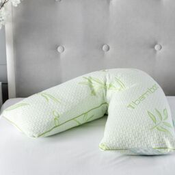 Snug City Memory Foam V Shape Pillow Orthopedic Maternity Support Soft Cover in Green - thumbnail 1