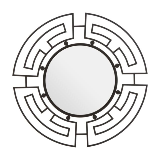 Orsina Jalal Metal Frame Round Wall Mirror in Black - image 1