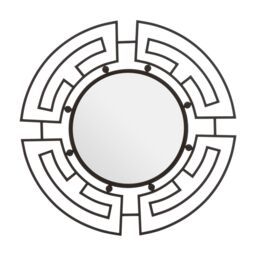 Orsina Jalal Metal Frame Round Wall Mirror in Black - thumbnail 1