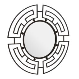 Orsina Jalal Metal Frame Round Wall Mirror in Black - thumbnail 3