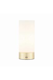 Netlighting Dara 1 Light Table Lamp Brushed Brass Matt Opal Duplex Glass E14 in Gold