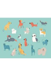 Origin Murals Happy Dogs Wall Mural in Teal - Size: W350 cm x H280 cm - thumbnail 2