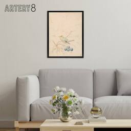 "Artery8 PC Skovgaard Kingbird on a Meadow Branch Framed Canvas Wall Art Print in Beige - Size: W12"" x H16""" - thumbnail 3