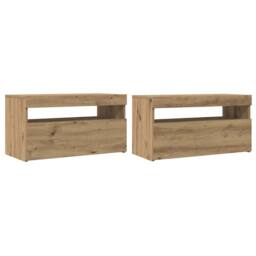 Berkfield Home TV Cabinet with LED Lights Artisan Oak 75x35x40 cm Engineered Wood in Brown - Size: 75 x 35 x 40 cm - thumbnail 3