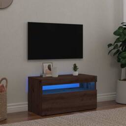 Berkfield Home TV Cabinet with LED Lights Artisan Oak 75x35x40 cm Engineered Wood in Brown - Size: 75 x 35 x 40 cm - thumbnail 2