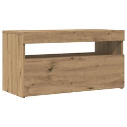 Berkfield Home TV Cabinet with LED Lights Artisan Oak 75x35x40 cm Engineered Wood in Brown - Size: 75 x 35 x 40 cm - thumbnail 6