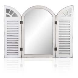 Primrose Antique Glass Garden Mirror with Wooden Outdoor Shutters 2ft 4in x 1ft 6in in Black - thumbnail 2