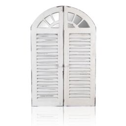 Primrose Antique Glass Garden Mirror with Wooden Outdoor Shutters 2ft 4in x 1ft 6in in Black - thumbnail 3