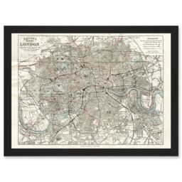Artery8 Map Bacon 1883 Modern London City England Plan Chart Artwork Framed Wall Art Print A4 in Black - thumbnail 1