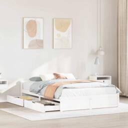 Berkfield Home Bed Frame without Mattress White 140x190 cm Solid Wood Pine - thumbnail 2