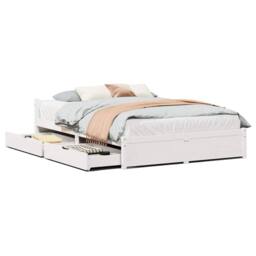 Berkfield Home Bed Frame without Mattress White 140x190 cm Solid Wood Pine - thumbnail 1