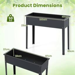 Kelvenix Raised Garden Bed Elevated Metal Planter in Black - Size: 100g - thumbnail 2