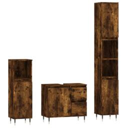 Berkfield Home 3 Piece Bathroom Furniture Set Smoked Oak Engineered Wood in Brown