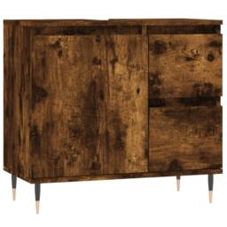Berkfield Home 3 Piece Bathroom Furniture Set Smoked Oak Engineered Wood in Brown - thumbnail 9