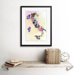 "Artery8 Map Italy Sardinia Sicily Paint Colour 12x16"" Framed Art Print - Size: W12"" x H16""" - thumbnail 2