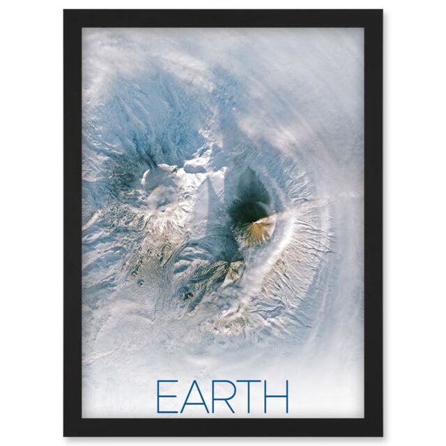 Artery8 NASA Our Solar System Earth Image Kamchatka Volcanoes Artwork Framed Wall Art Print A4 in Black - image 1