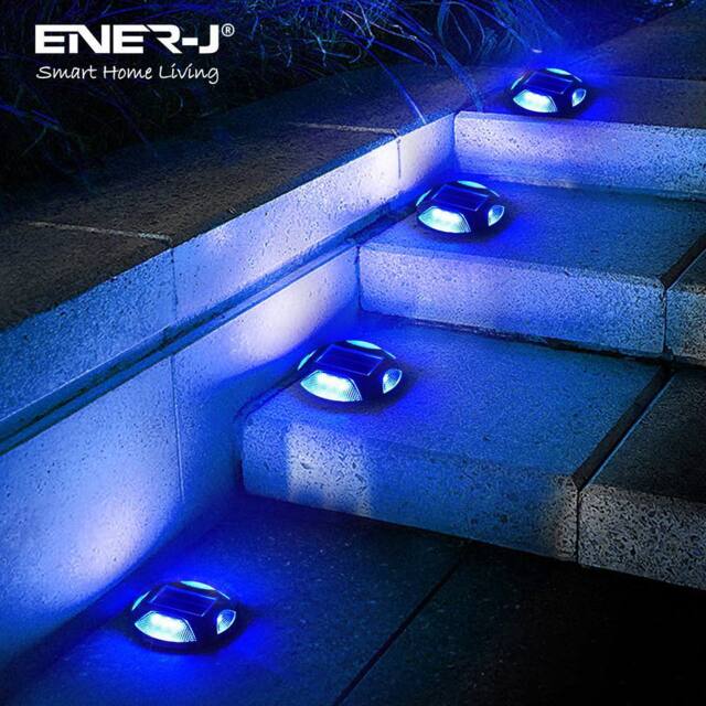 ENER-J Pack of 2 Solar Ground Lights 16 LED IP65 Colour Switchable 6000K Blue in Grey - image 1