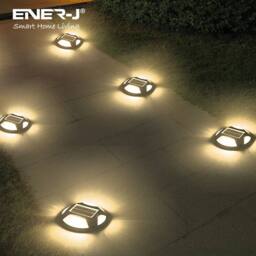 ENER-J Pack of 2 Solar Ground Lights 16 LED IP65 Colour Switchable 6000K Blue in Grey - thumbnail 5