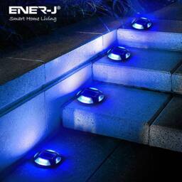 ENER-J Pack of 2 Solar Ground Lights 16 LED IP65 Colour Switchable 6000K Blue in Grey - thumbnail 1