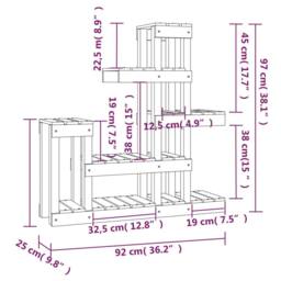 Berkfield Home Plant Stand 92x25x97 cm Solid Wood Pine in Natural - Size: 92 x 25 x 97 cm - thumbnail 8