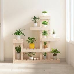 Berkfield Home Plant Stand 92x25x97 cm Solid Wood Pine in Natural - Size: 92 x 25 x 97 cm - thumbnail 2