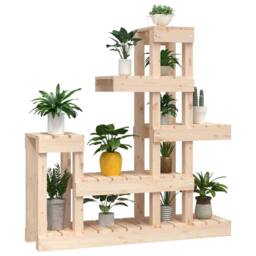 Berkfield Home Plant Stand 92x25x97 cm Solid Wood Pine in Natural - Size: 92 x 25 x 97 cm - thumbnail 4