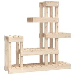 Berkfield Home Plant Stand 92x25x97 cm Solid Wood Pine in Natural - Size: 92 x 25 x 97 cm - thumbnail 3