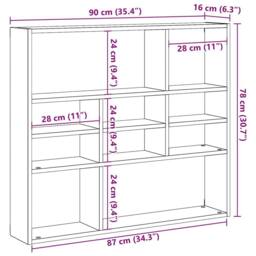 Berkfield Home Wall Shelf Artisan Oak 90x16x78 cm Engineered Wood in Brown - Size: 90 x 16 x 78 cm - thumbnail 9