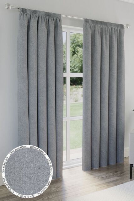 Enhanced Living 100% Blackout Pencil Pleat Thermal Energy Saving Curtains - Ideal for Living Rooms & Bedrooms - Size: 168 cm width x 229 cm drop - image 1