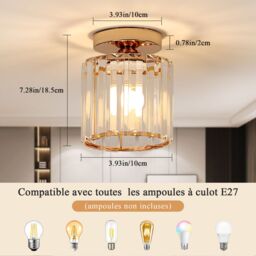 Pheashine Modern Gold Crystal Ceiling Light, E27, Bulb Not Included, 13cm - thumbnail 4