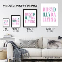 "Artery8 Busy Dilly Dallying Procrastination Joke Funny Wall Art Print in White - Size: W12"" x H16""" - thumbnail 3