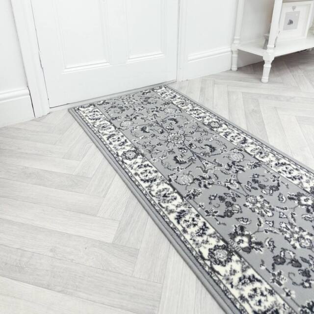 runrug Hallway Carpet Runner Rug - Soft & Comfy, 9mm - 'Traditional' in Grey - Size: 60 cm x 180 cm - image 1