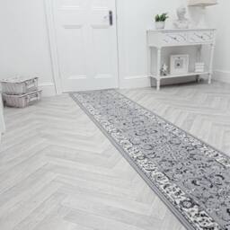 runrug Hallway Carpet Runner Rug - Soft & Comfy, 9mm - 'Traditional' in Grey - Size: 60 cm x 180 cm - thumbnail 3