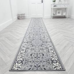 runrug Hallway Carpet Runner Rug - Soft & Comfy, 9mm - 'Traditional' in Grey - Size: 60 cm x 180 cm - thumbnail 6