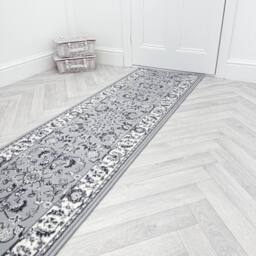 runrug Hallway Carpet Runner Rug - Soft & Comfy, 9mm - 'Traditional' in Grey - Size: 60 cm x 180 cm - thumbnail 4