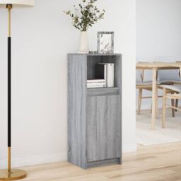 Berkfield Home Sideboard with LED Grey Sonoma 38x34x100 cm Engineered Wood - Size: 38 x 34 x 100 cm - thumbnail 4