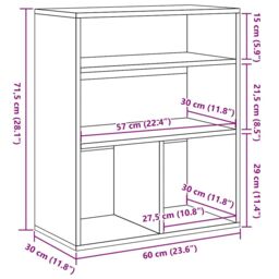 Berkfield Home Book Cabinet Grey Sonoma 60x30x71.5 cm Engineered Wood - thumbnail 9