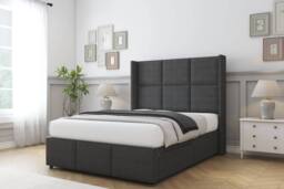 "Sloomy Beaumont Dumfries Divan Base 2 Drawers-54"" Wing Headboard & Footboard in Dark Grey - Size: King" - thumbnail 3