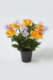 Homescapes Set of 2 Daisy & Daffodil Artificial Flowers in Grave Pot - thumbnail 2