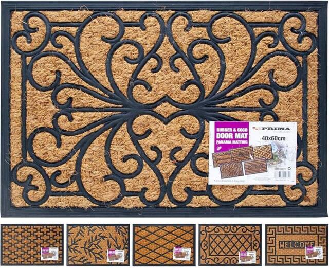 BARGAINS-GALORE Home Entry Heavy Duty Non Slip Door Mat Welcome Natural Coir 40 X 60Cm in Brown - Size: 40 X 60 cm - image 1