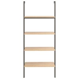 Berkfield Home 4-Tier Leaning Shelf Light Brown & Black 64x35x152.5 cm - thumbnail 3