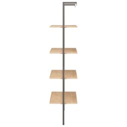 Berkfield Home 4-Tier Leaning Shelf Light Brown & Black 64x35x152.5 cm - thumbnail 4